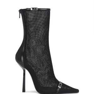 Yves Saint Laurent Black Mesh Stiletto Boots